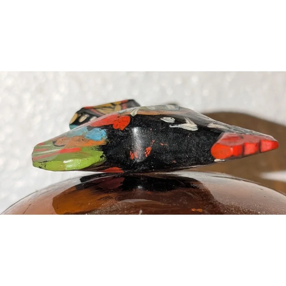 Vintage dala rooster swedish wooden approximately 3in black & Bright Colors